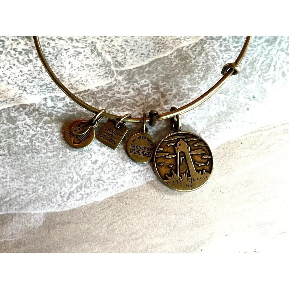 Alex and Ani Gold Bracelet Set Lighthouse & Seashell